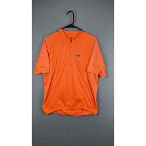 Louis Garneau Cycling Jersey Mens Large Orange 1/4 Zip Short Sleeve Bike Shirt